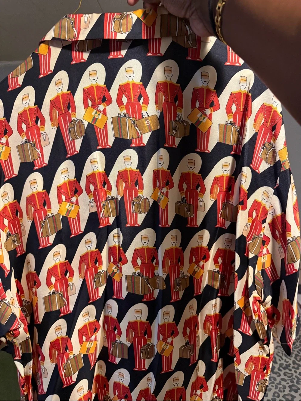 Gucci Black, Red & Cream Novelty Printed Short-Sleeve Button-Down Shirt